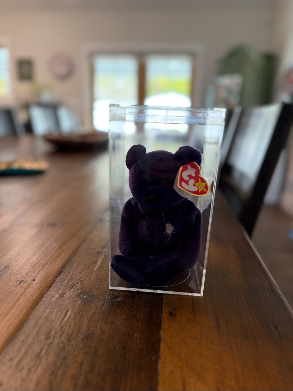 Ty Purple Beanie Baby 'Princess' Bear with Heart Tag